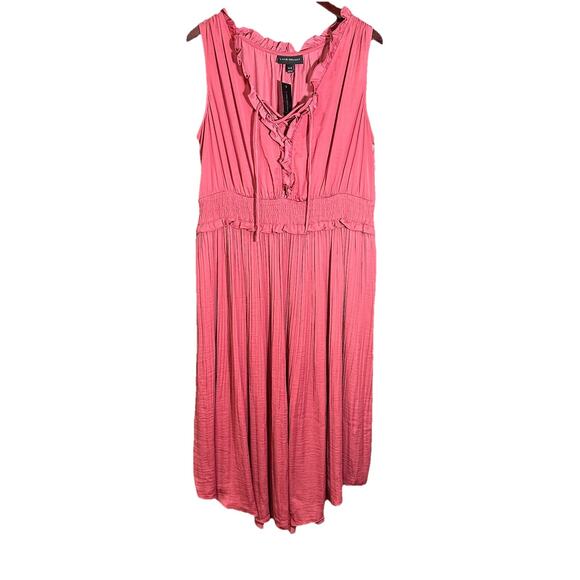 Lane Bryant Pink Pleated Midi Dress Smocked Waist NWT Size 18 / 20 Sleeveless - Picture 1 of 16